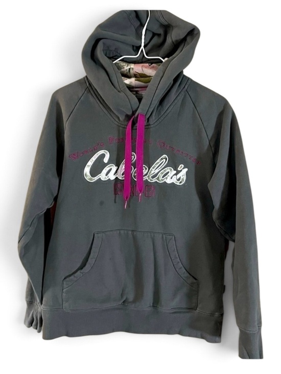 Cabela's Tops - Cabela’s Dark Gray/ Pink Logo Thick Hoodie Sweatshirt
